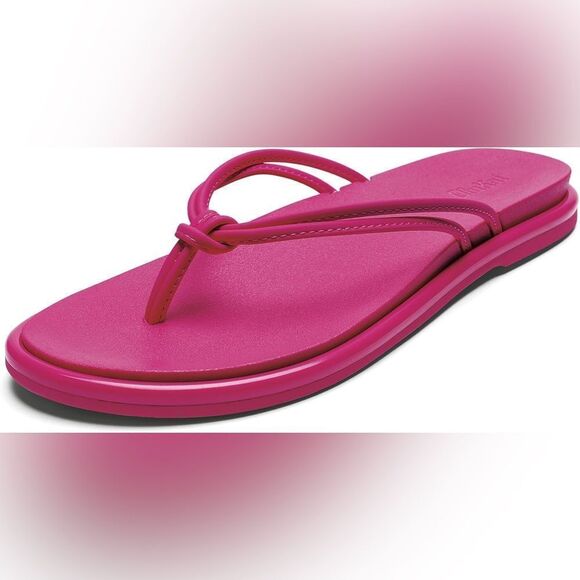 NWT- Olukai-Aka Sandals in Pink Plumeria (hot pink) - Womens size 5 - Picture 1 of 9